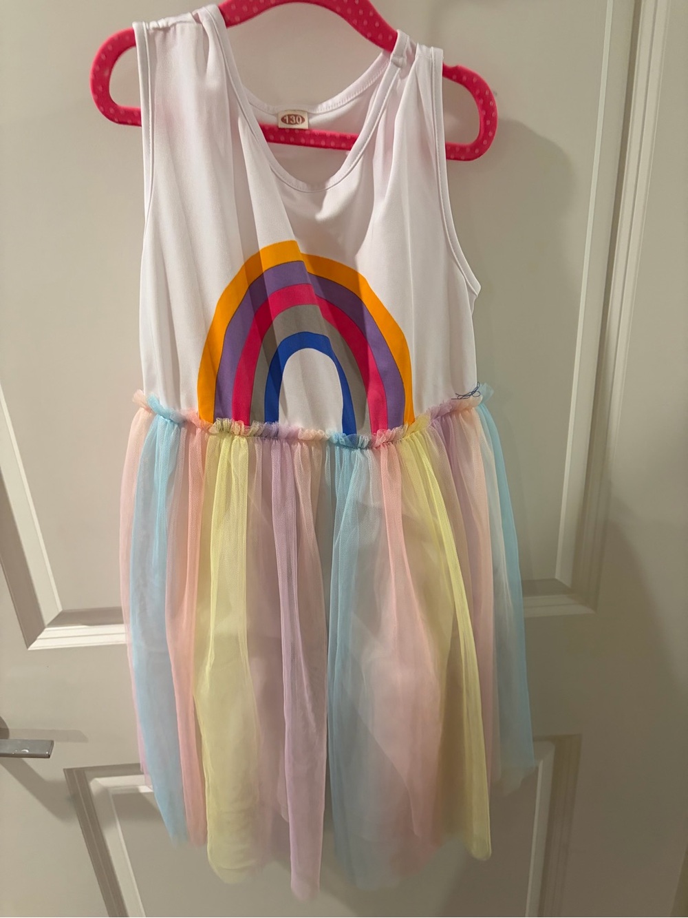 White Rainbow Tulle Kids Costume Dress